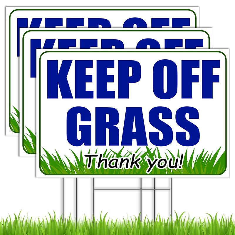 Granatan 3 PC Keep Off Grass Signs for Yard, 8x12 DS Coroplast No Dogs Allowed Sign, Do Not Walk on Grass - Image 1
